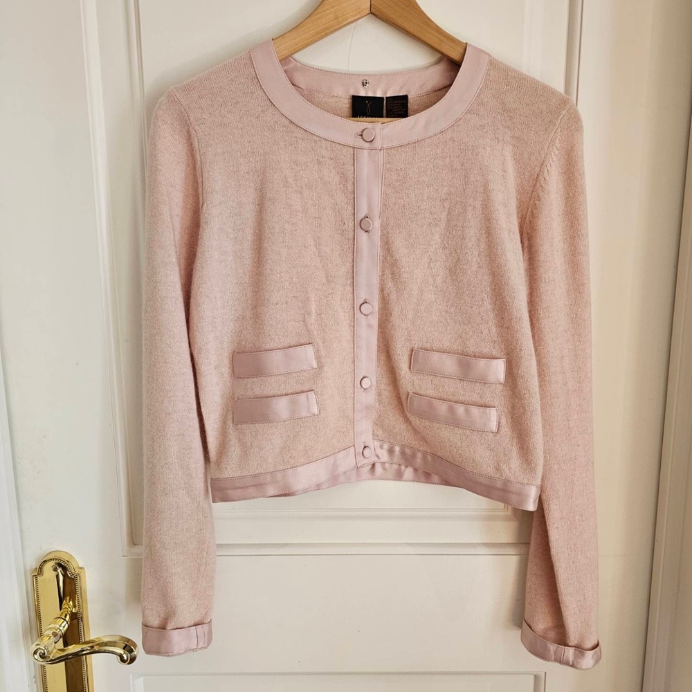 Vintage Cropped Cardigan  JESSICA BY CHRISTOPHER LAI Lambswool & Angora blend M